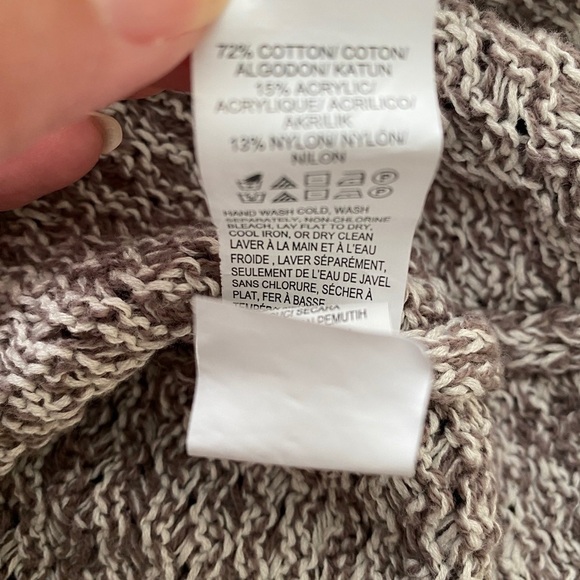 LUCKY BRAND Boho Gray Braided Sweater w/ Fray Women SP Small Petite - Picture 6 of 7